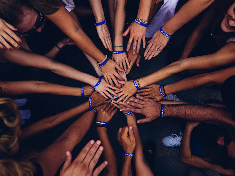 Hands of a group of people